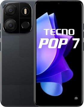 Telefon TECNO Pop 7 2/64GB Black, Czarny