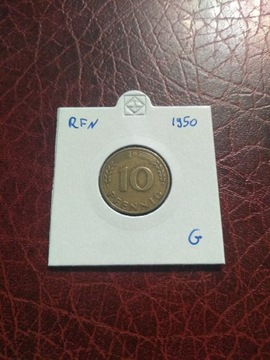 Moneta Niemcy RFN 10 pfennig 1950 G