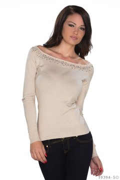 sweterek damski rozmiar L/XL zdobiony cyrkonie 