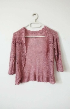 Różowy dziewczęcy sweterek narzutka 146-152cm