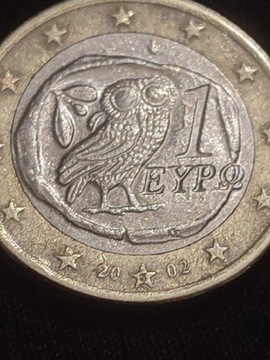 Moneta 1 euro z litera S w gwieździe Grecja 2002