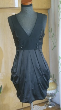 MIS SELFRIDGE Czarna mini sukienka koktajl___XXS
