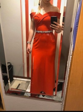 Czerwona suknia maxi 36 wesele