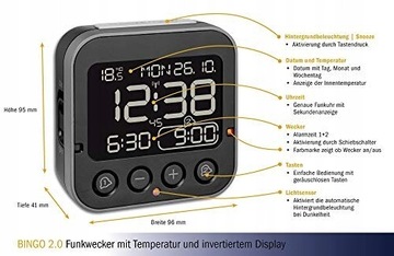 Zegar/budzik elektroniczny  z termometrem