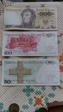 Zestaw banknotów z PRL