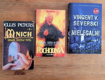 3 książki Pochodnia, Mnich, Nielegalni