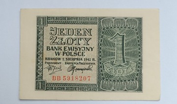 Banknot 1 złoty 1941