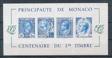Monako - 100 lat znaczka, Mi bl.31** cięty, Słania