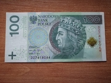 Banknot 100 zł seria DZ