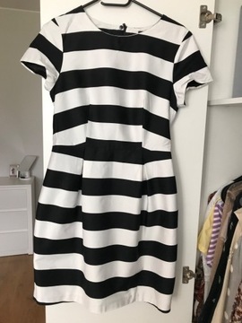Sukienka w czarno białe pasy H&M 38/36