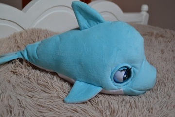 Delfin duży ; wydaje głos, mruga oczami