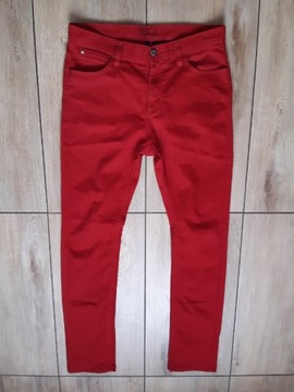 Czerwone spodnie męskie Slim Fit (rurki) H&M 32