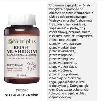 Grzyby Reishi Farmasi Nutriplus odporność 