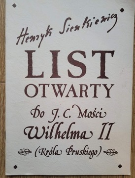 List otwarty do J.C. Mości Wilhelma II Króla Prus
