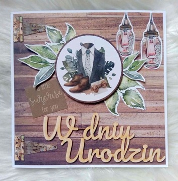 Kartka na urodziny, męska, scrapbooking