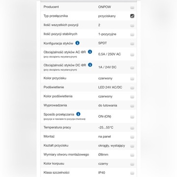 Przełącznik przeciskany V8Y-11-24R