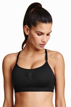 czarny top H&M xs 34 stanik  sport biustonosz