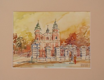  Włodawa Kościół św. Ludwika AKWARELA 24x30 cm