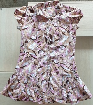 Sukienka mini tunika koszulowa kolorowa guziki L
