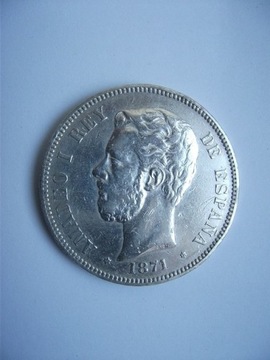 5 PESETAS- 1871 -AMADEO I  