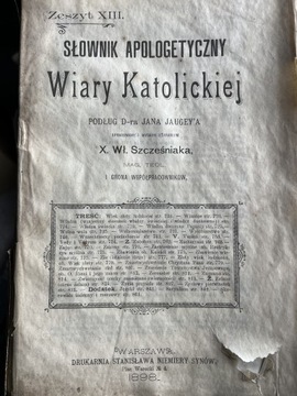 Słownik Apologetyczny Wiary Katolickiej 1898r.