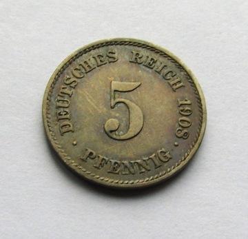 5 pfennig 1908E, Cesarstwo Niemieckie