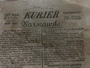 Kurjer Warszawski 1825 rok