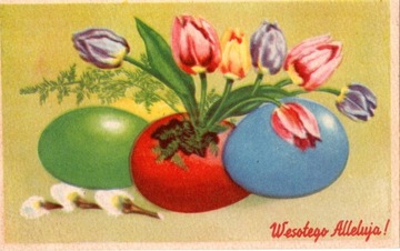 Pocztówka Wielkanoc wydanie powojenne