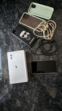 Telefon Iphone 11 64gb biały + akcesoria