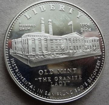 2006 $ USA srebrny one dolar: 26,7 g: San Francisco Old Mint