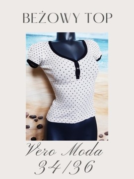 Vero Moda**Beżowa Bluzka Top Serduszka Cotton*XS/S