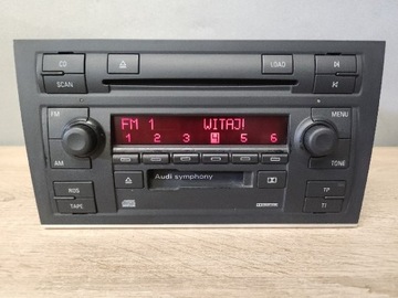 Radio Audi A4 B6 2din - Symphony 6 CD / Kaseta + kod / Ładne