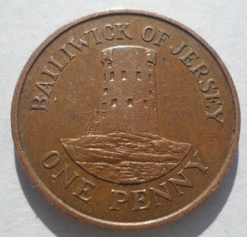 Jersey Elżbieta II 1 pens penny 1984 Wieża Le Hocq