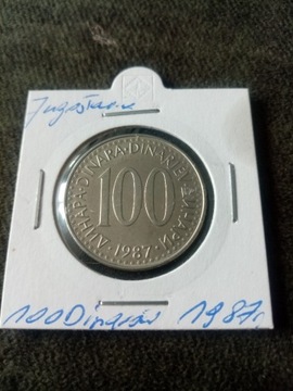 Jugosławia 100 dinarów, 1987