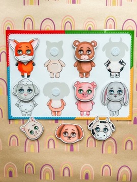 Zwierzęta puzzle układanka karta pracy Montessori
