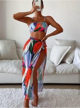 Dwuczęściowy strój kąpielowy kolorowy L + pareo