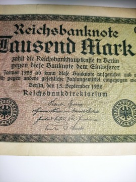 Banknot 1000 marek z 1922 roku
