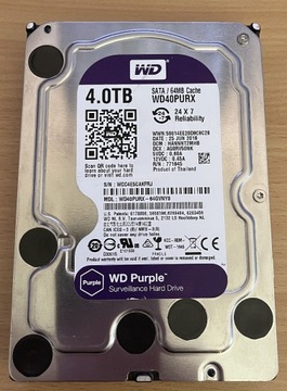Dysk twardy HDD Western Digital WD Purple WD40PURX 4TB SATA 3,5" Monitoring
