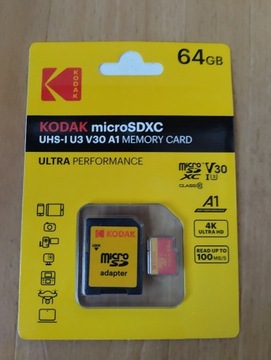 Karta Kodak micro SDXC 64 GB UHS-I U3 V30 A1