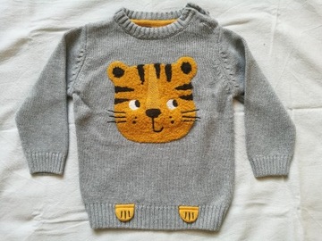 Sweter szary tygrys kot C&A r. 74 jak nowy