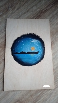 Obraz ręcznie malowany na drewnie