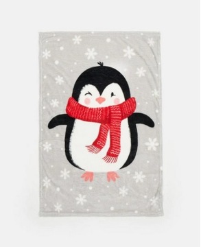 koc dziecięcy świąteczny pingwinek 70x100