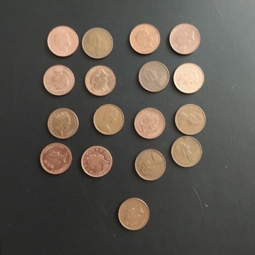 Monety zestaw  Pence, Wielka Brytania, 17 szt. 