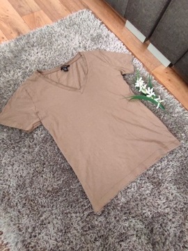 Karmelowa koszulka t-shirt casual brąz-beż