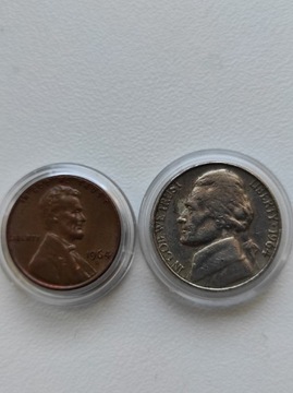 Five cents USA 1964 i  one cent1964 D