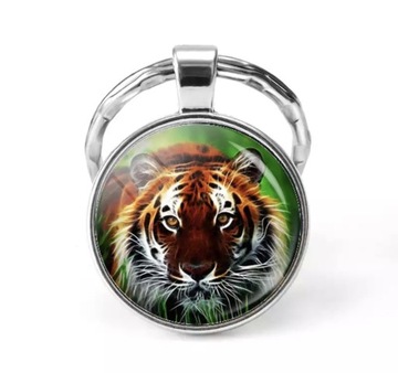 Tygrys zwierząt szklaną kopułą brelok Cabochon 
