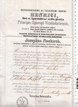 Niemcy Breslau koperta list Biskupi Księża Wratislavii z 1866 rok