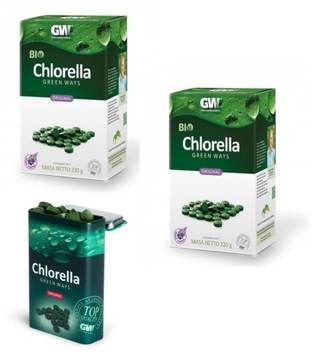 BIO Chlorella Green Ways 2 x 330g + pojemnik grati