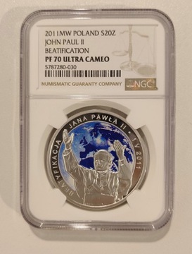 20 ZŁ BEATYFIKACJA JANA PAWŁA II 2011 NGC PF70 MAX