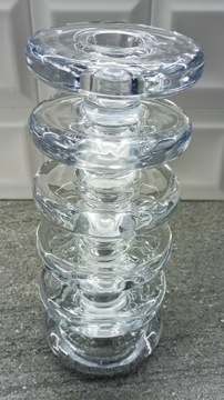 Świecznik szklany transparentny wysoki vintage